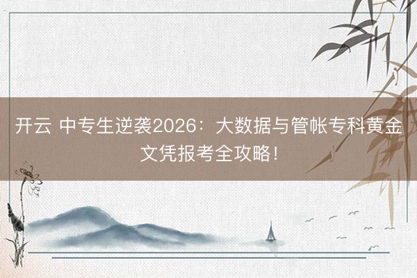 开云 中专生逆袭2026：大数据与管帐专科黄金文凭报考全攻略！