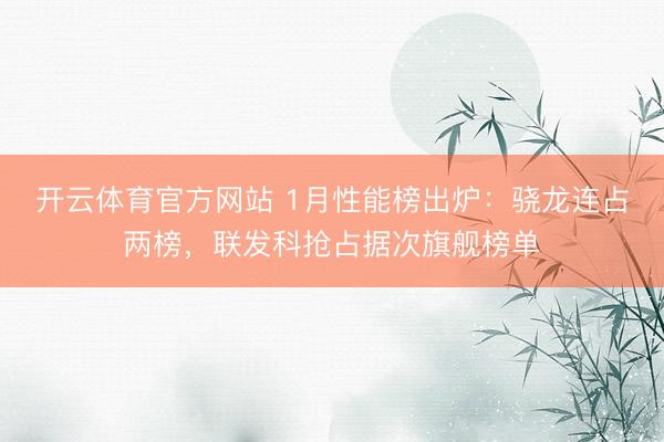 开云体育官方网站 1月性能榜出炉：骁龙连占两榜，联发科抢占据次旗舰榜单