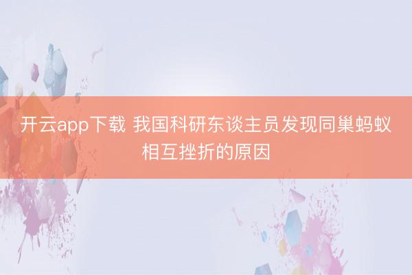 开云app下载 我国科研东谈主员发现同巢蚂蚁相互挫折的原因