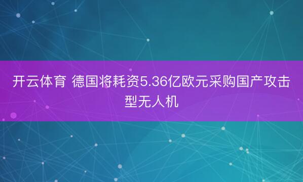 开云体育 德国将耗资5.36亿欧元采购国产攻击型无人机