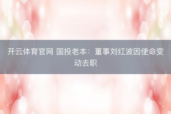 开云体育官网 国投老本：董事刘红波因使命变动去职