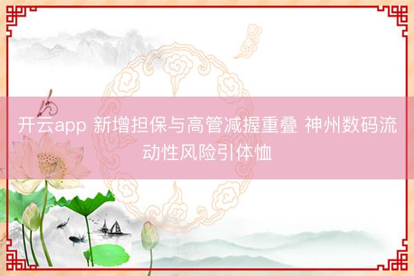 开云app 新增担保与高管减握重叠 神州数码流动性风险引体恤