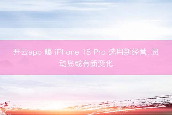 开云app 曝 iPhone 18 Pro 选用新经营, 灵动岛或有新变化